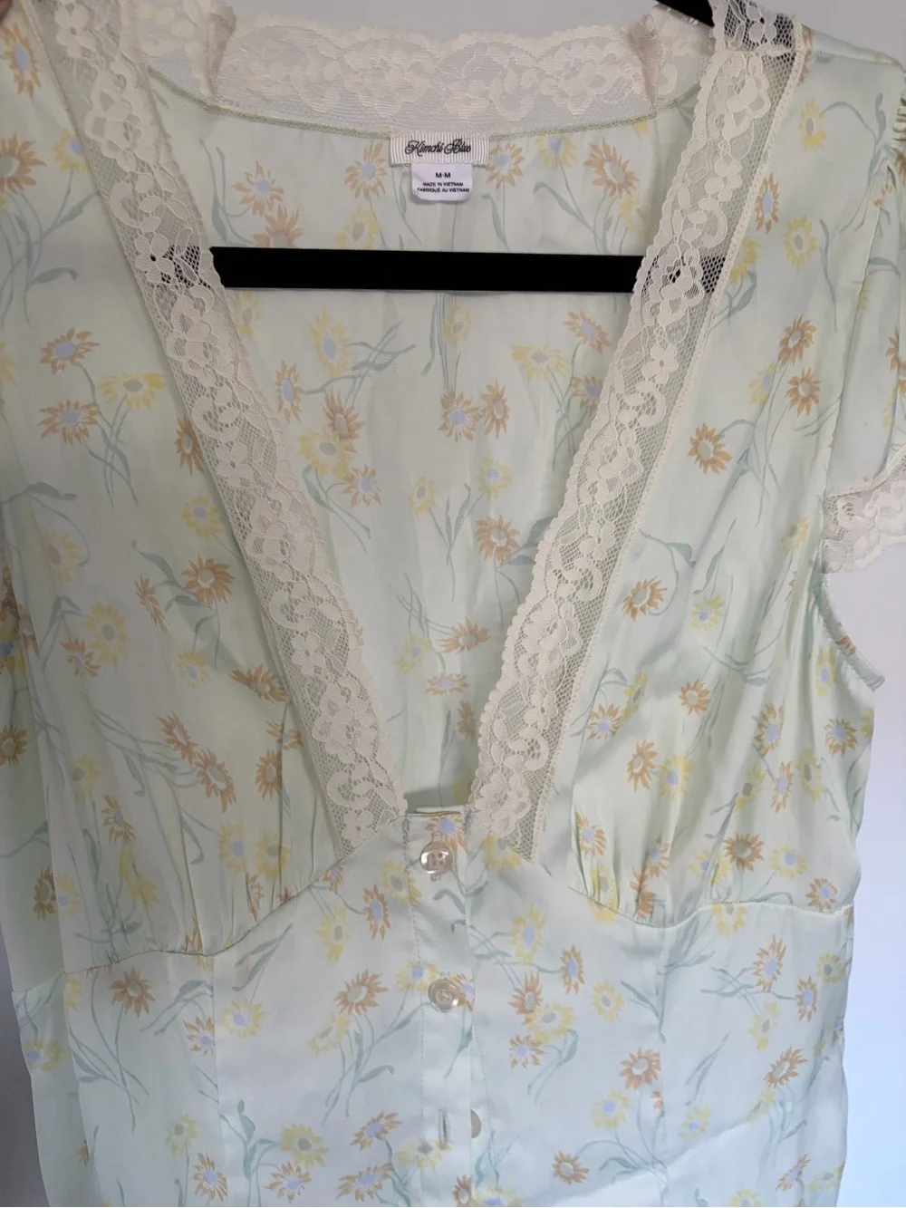 Kimchi Blue Pale Mint Floral Lace-Trim Maxi Top - Picture 5 of 8